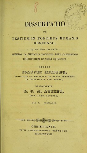 Dissertatio de testium in foetibus humanis descensu ...