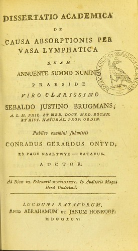 Dissertatio academica de causa absorptionis per vasa lymphatica ...