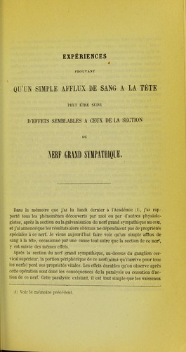 Sur les résultats de la section et de la galvanisation du nerf grand sympathique au cou