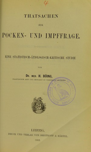 Thatsachen zur Pocken- und Impffrage