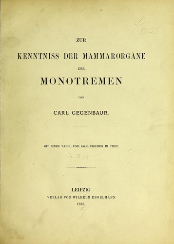 Zur Kenntniss der Mammarorgane der Monotremen