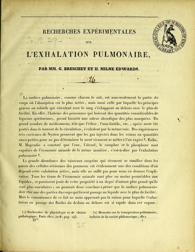Recherches expérimentales sur l'exhalation pulmonaire