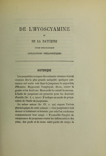 De l'hyoscyamine et de la daturine