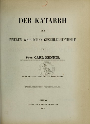 Der Katarrh der inneren weiblichen Geschlechtstheile