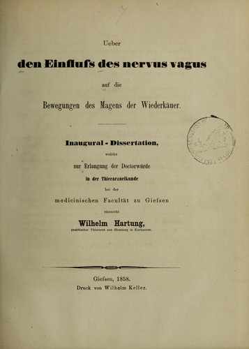 Ueber den Einfluss des Nervus vagus auf die Bewegungen des Magens der Wiederkäuer