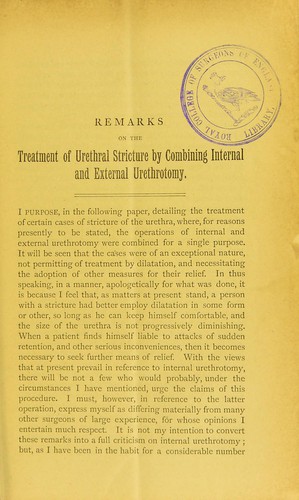 Remarks on the treatment of urethral stricture by combining internal and external urethrotomy