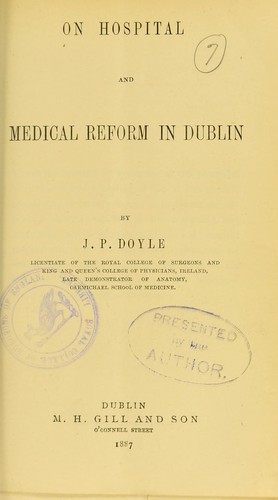 On hospital and medical reform in Dublin