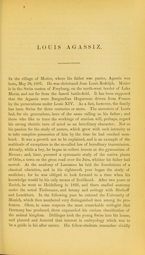Commemorative notice of Louis Agassiz