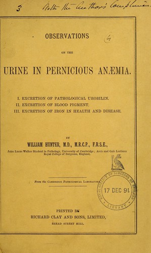 Observations on the urine in pernicious anaemia