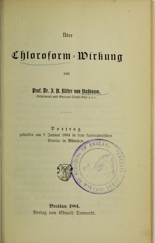 Über Chloroform-Wirkung