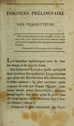 Matériaux pour servir à une doctrine générale sur les épidémies et les contagions