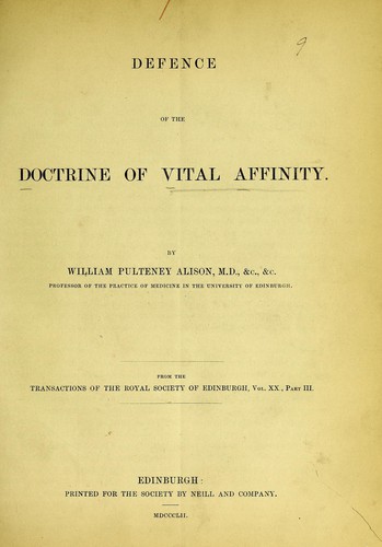 Defence of the doctrine of vital affinity