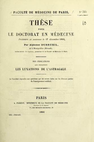 Des indications que présentent les luxations de l'astragale