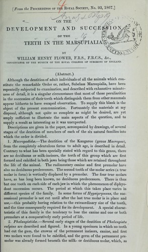 On the development and succession of the teeth in the Marsupialia