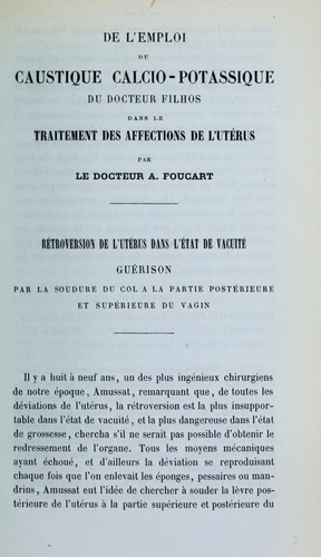De l'emploi du caustique calcio-potassique du docteur Filhos dans le traitement des affections de l'utérus