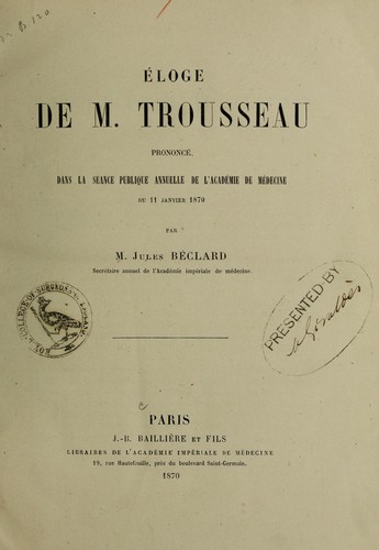 Éloge de M. Trousseau