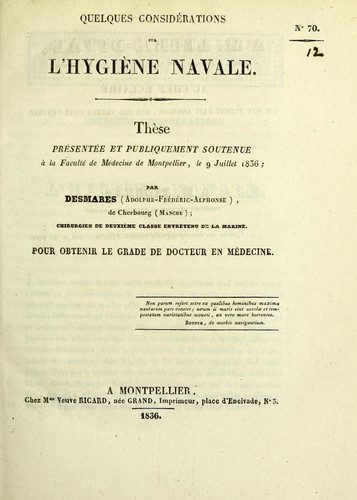 Quelques considérations sur l'hygiène navale
