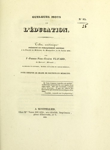 Quelques mots sur l'éducation