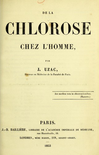 De la chlorose chez l'homme
