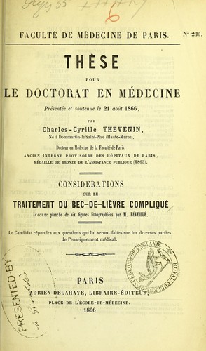 Considérations sur le traitement du bec-de-lièvre compliqué