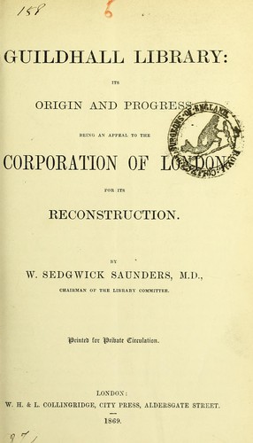 Guildhall Library, its origin and progress