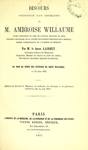 Discours prononcé aux obsèques de Ambroise Willaume