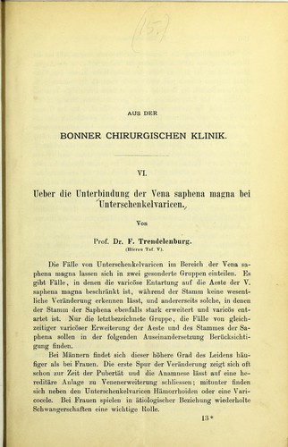 Ueber die Unterbindung der Vena saphena magna bei Unterschenkelvaricen