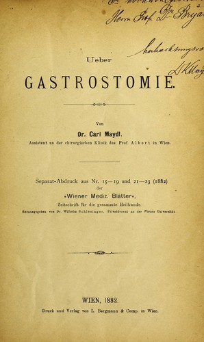 Ueber Gastrostomie