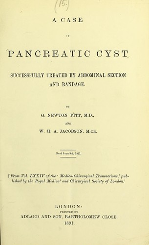 A case of pancreatic cyst successfully treated by abdominal section and bandage