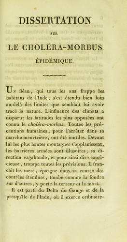 Dissertation sur le choléra-morbus épidémique