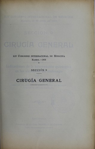 Ponencia sobre las indicaciones de la intervención quirúrgica en las affeciones del estómago