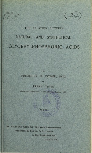 The relation between natural and synthetical glycerylphosphoric acids. [Pt. I]