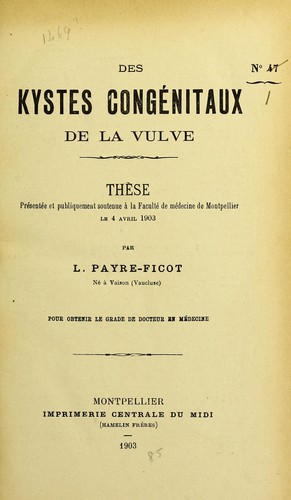 Des kystes congénitaux de la vulve
