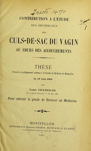 Contribution à l'étude des déchirures des culs-de-sac du vagin au cours des accouchements