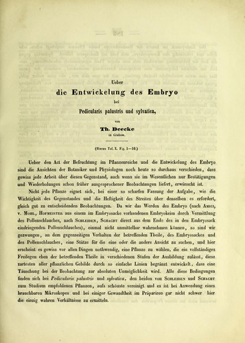 Ueber die Entwickelung des Embryo bei Pedicularis palustris und sylvatica