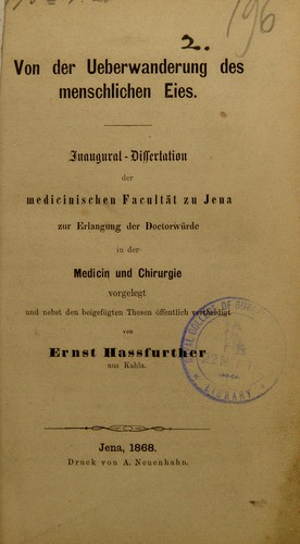 Von der Ueberwanderung des menschlichen Eies