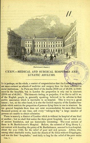 Medical and surgical hospitals and lunatic asylums