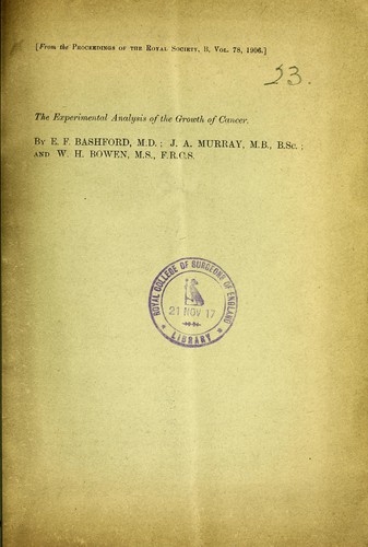 The experimental analysis of the growth of cancer
