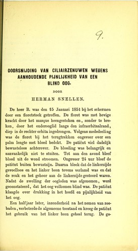 Doorsnijding van ciliairzenuwen wegens aanhoudende pijnlijkheid van een blind oog