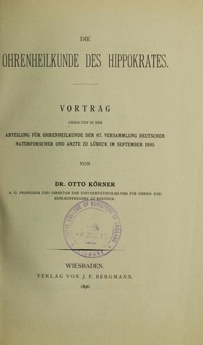 Die Ohrenheilkunde des Hippokrates