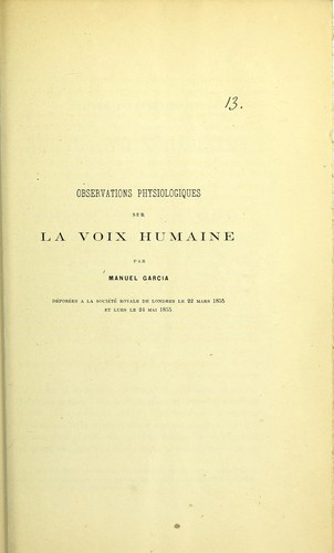 Observations physiologiques sur la voix humaine