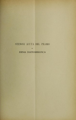 Stenosi acuta del piloro da ernia diaframmatica