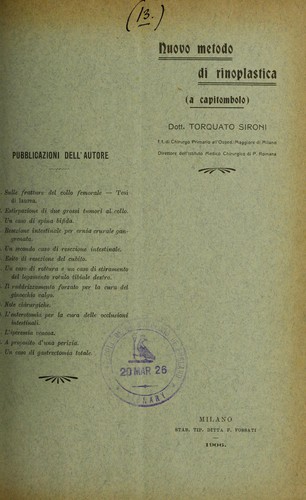Nuovo metodo di rinoplastica (a capitombolo)