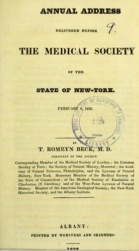Annual address delivered before the Medical Society of the State of New-York, February 6, 1828