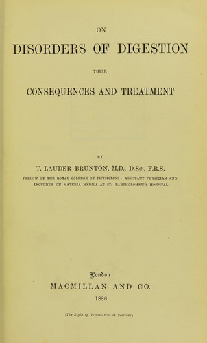 On disorders of the digestion