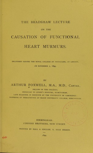 The Bradshaw lecture on the causation of functional heart murmurs