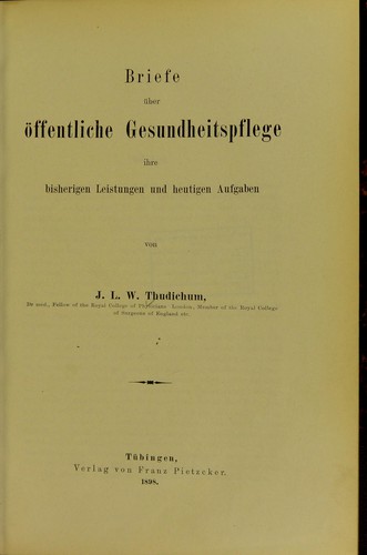 Briefe über öffentliche Gesundheitspflege