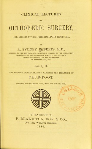 Clinical lectures on orthopaedic surgery, Nos 1 and 2
