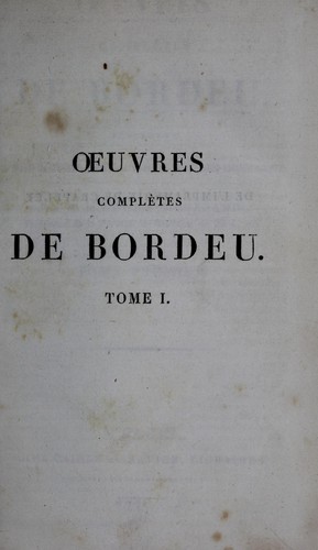 Oeuvres complètes de Bordeu