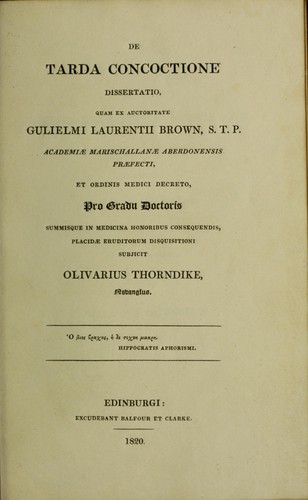 De tarda concotione dissertatio